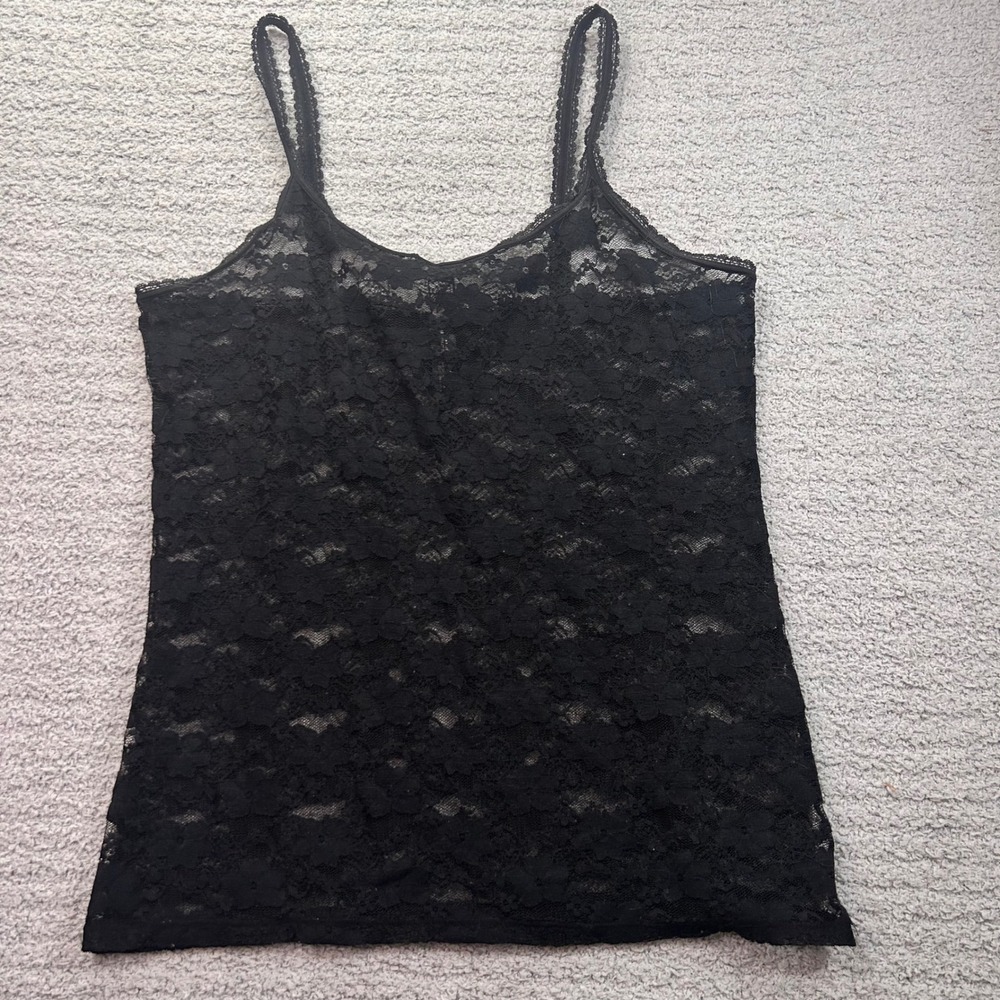 Smart & Sexy Lace Cami Black Medium Vtg 90s Early Y2K Whimsygoth Grunge Coquette
